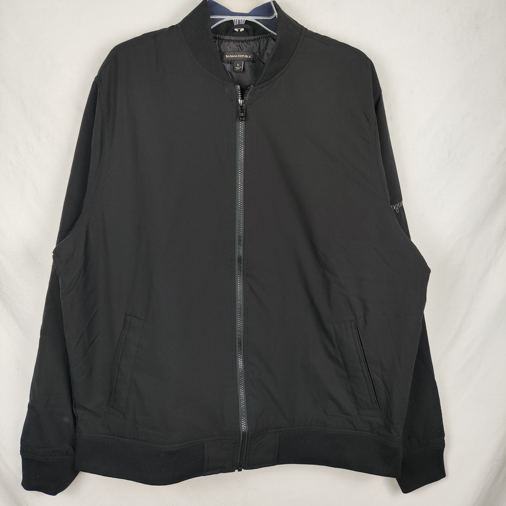 Banana Republic Jacket Mens XL Black Bomber Full Zip Lined Microfiber Insulated
